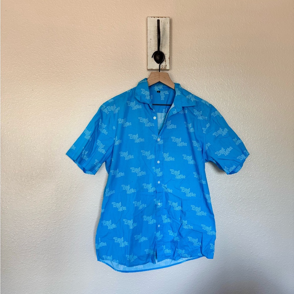 BUD LIGHT • Blue Casual Summer Shirt